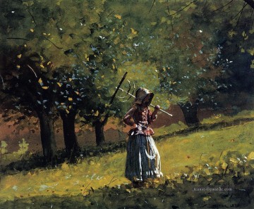 Mädchen mit einem Heurechen Realismus Maler Winslow Homer  Ölgemälde